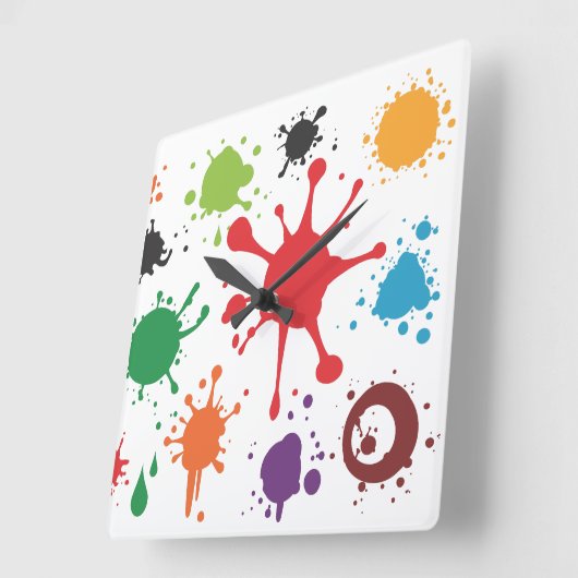 Abstract Splatter Clock Vierkante Klok (Hoek)