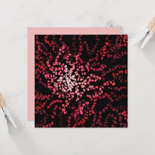 Abstract Splatter Dots Of Pinks And Reds Pattern Kaart (Voorkant / Achterkant in situ)