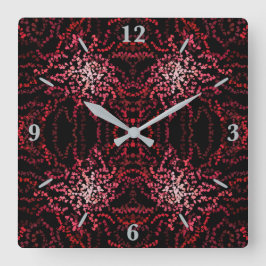 Abstract Splatter Dots Of Pinks And Reds Pattern Vierkante Klok