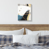 Abstract Splatter Paint Zwart Neutrals Canvas Afdruk (Insitu (Slaapkamer))