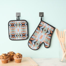 Abstract Split Ends Pattern And Soft Pastels Ovenwant & Pannenlap Set