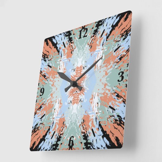 Abstract Split Ends Pattern And Soft Pastels Vierkante Klok (Hoek)