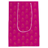 Abstract sprankelend goud, Magenta kerstboom Medium Cadeauzakje (Achterkant)