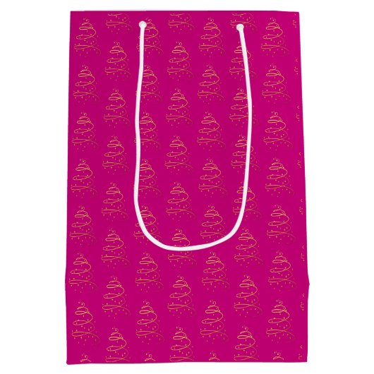 Abstract sprankelend goud, Magenta kerstboom Medium Cadeauzakje (Achterkant)