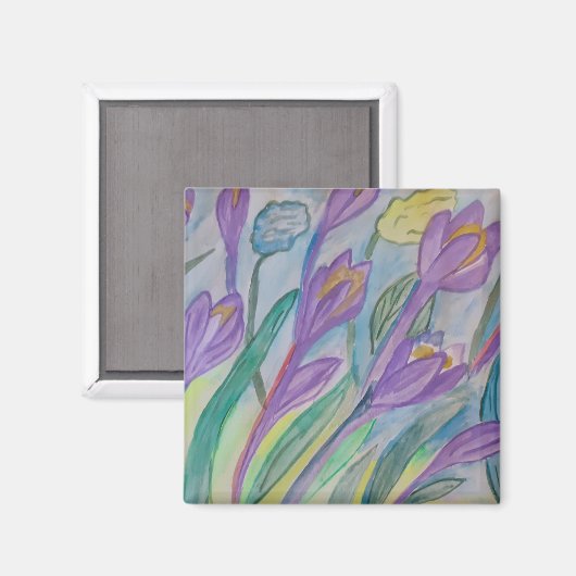Abstract Spring Crocus Magnet (Voorkant / Achterkant)