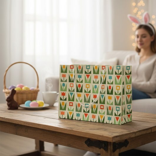 Abstract Spring Flowers Large Gift Bag Groot Cadeauzakje