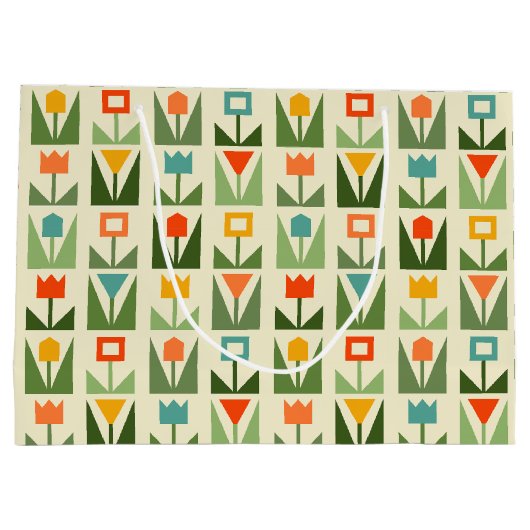 Abstract Spring Flowers Large Gift Bag Groot Cadeauzakje (Achterkant)