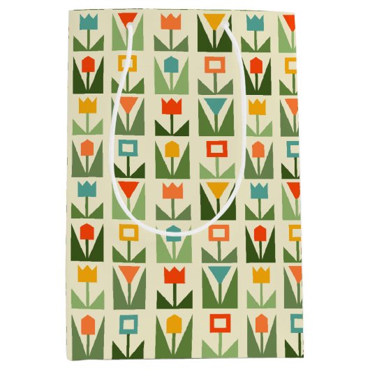 Abstract Spring Flowers Medium Cadeauzakje (Voorkant)