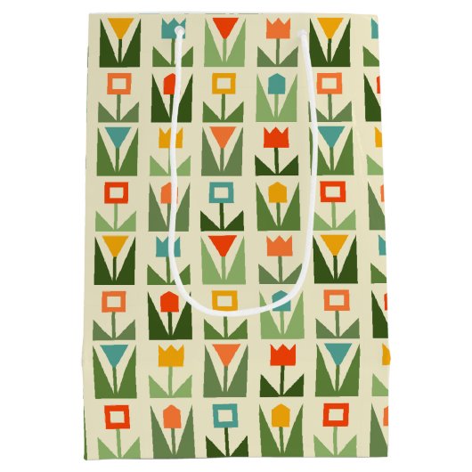 Abstract Spring Flowers Medium Cadeauzakje (Achterkant)