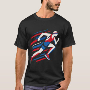 Abstract Sprinters Rood Wit Blauw Geometrische Rac T-shirt