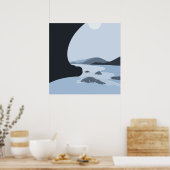 Abstract stalen blauw, gestormde doorsnede poster (Keuken)