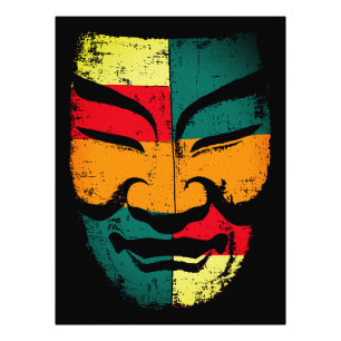 Abstract Stam Masker Wand Kunst – Kleurrijk in Ele Foto Afdruk