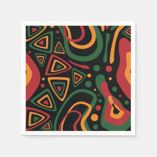 Abstract Stam Motief in Rood, Goud, Groen Servet