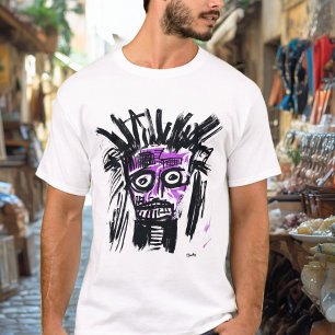 Abstract Stamgezicht - Krachtig Paars en Zwart Ste T-shirt