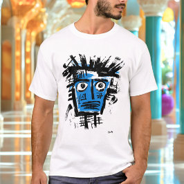 Abstract stammengezicht - Bold Black en Blue Urban T-shirt