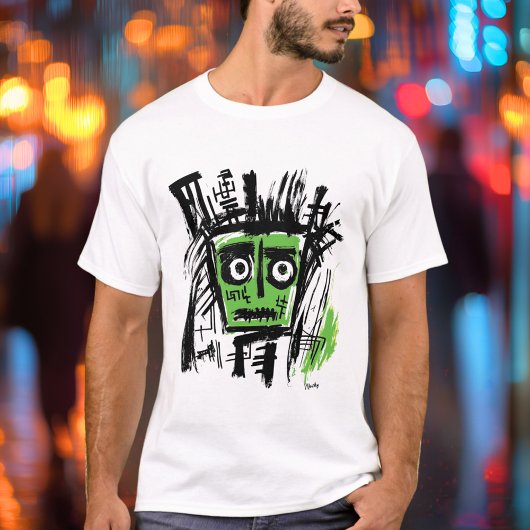 Abstract stammengezicht - Bold Black en Green Urba T-shirt