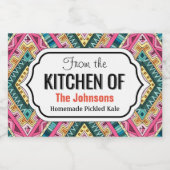 Abstract stampatroon van Bright Boho Colorful Voedselcontainer Etiket (Enkel label)