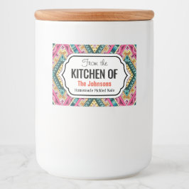 Abstract stampatroon van Bright Boho Colorful Voedselcontainer Etiket