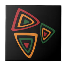 Abstract Stamvormenpatroon in Rood, Goud, Groen