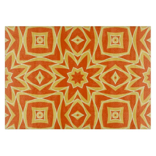 Abstract Star Geometric Oranje en Gold Snijplank (Voorkant)