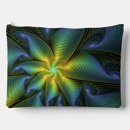 Abstract Star, Shiny Blue Green Golden Fractal Art Etui (Voorkant)