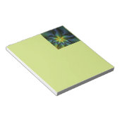 Abstract Star, Shiny Blue Green Golden Fractal Art Notitieblok (Schuin)