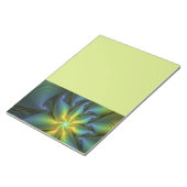 Abstract Star, Shiny Blue Green Golden Fractal Art Notitieblok (Schuin)