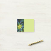 Abstract Star, Shiny Blue Green Golden Fractal Art Post-it® Notes (Op bureau)