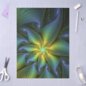 Abstract Star, Shiny Blue Green Golden Fractal Art Tissuepapier (Craft)