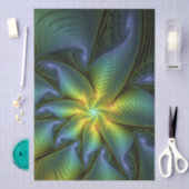 Abstract Star, Shiny Blue Green Golden Fractal Art Tissuepapier (Craft)