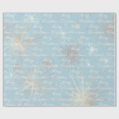 Abstract Starburst Patroon Blauw Vrolijk Kerstfees Cadeaupapier (Vlak)