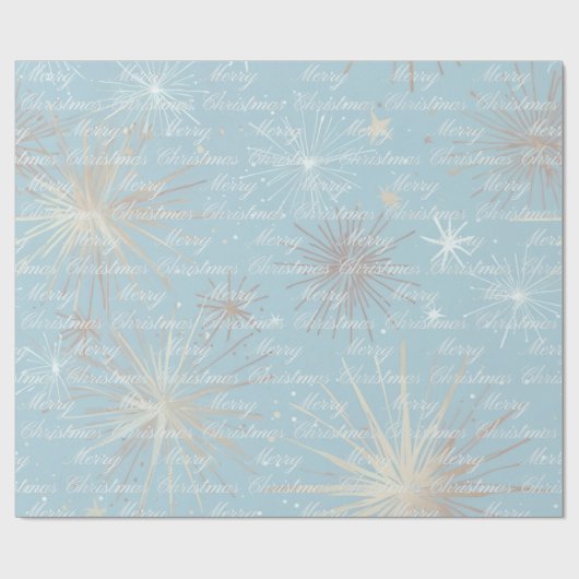 Abstract Starburst Patroon Blauw Vrolijk Kerstfees Cadeaupapier (Vlak)