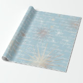 Abstract Starburst Patroon Blauw Vrolijk Kerstfees Cadeaupapier (Uitgerold)