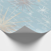 Abstract Starburst Patroon Blauw Vrolijk Kerstfees Cadeaupapier (Hoek)