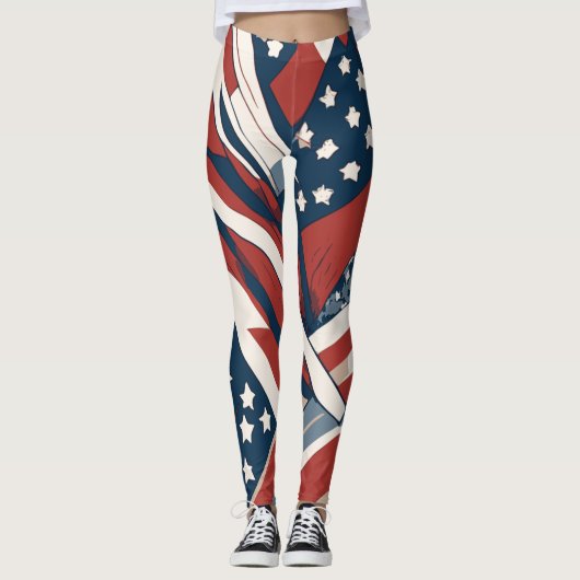Abstract Stars and Stripes 4 juli Leggings (Voorkant)