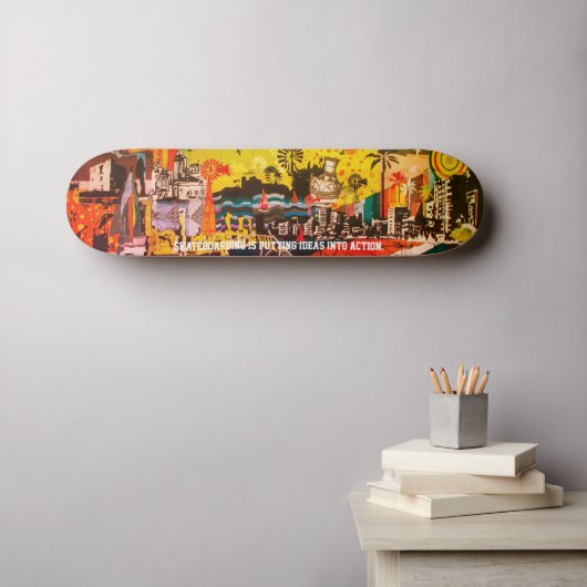 Abstract stedelijk persoonlijk skateboard (Muurkunst (Horizontaal))