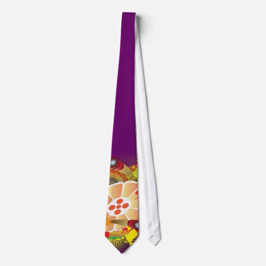 Abstract steelpan met knuppels en verfspier stropdas (Voorkant)