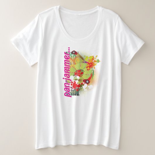 Abstract steelpan met pannen en plastic verf grote maat t-shirt (Design voorkant)