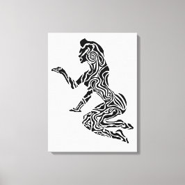 Abstract Steigerend Paard Kunst | Modern Zwart & W Canvas Afdruk