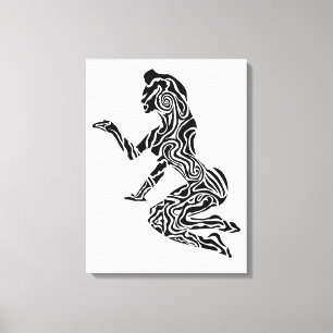 Abstract Steigerend Paard Kunst Modern Zwart & W Canvas Afdruk