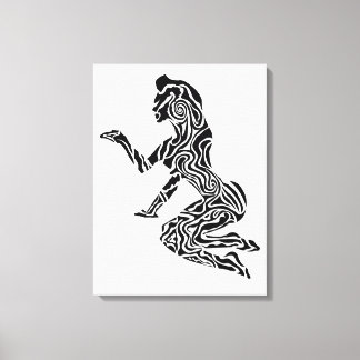 Abstract Steigerend Paard Kunst | Modern Zwart & W Canvas Afdruk