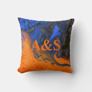 Abstract stenen getextureerd donkercontrastblauw kussen