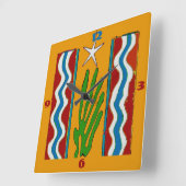 Abstract sterrenklokgezicht vierkante klok (Hoek)