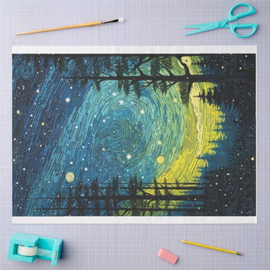 Abstract Sterrennacht Forest Decoupage Paper Tissuepapier (Craft)