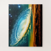 Abstract sterrenstelsel boven woestijnplaneet in k legpuzzel (Verticaal)