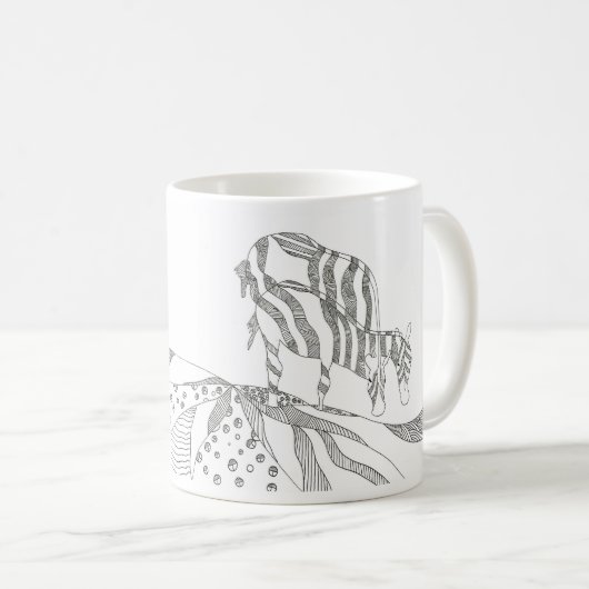 Abstract stick figure custom mug giraffe koffiemok (Voorkant rechts)