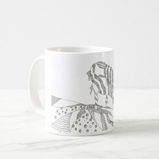 Abstract stick figure custom mug giraffe koffiemok (Voorkant links)