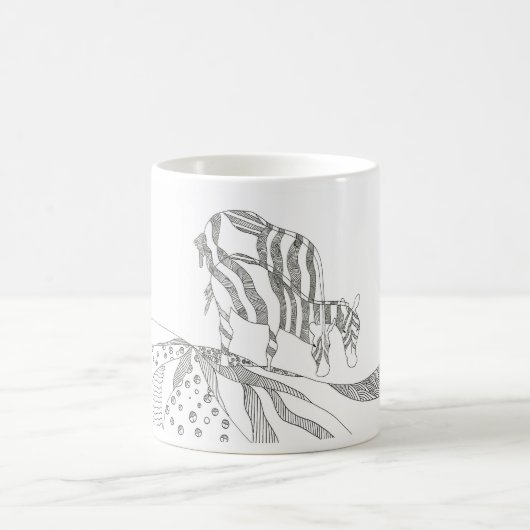 Abstract stick figure custom mug giraffe koffiemok (Center)