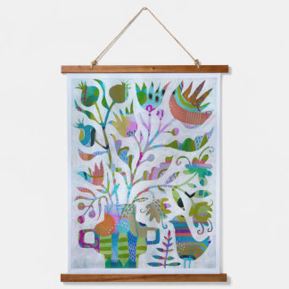Abstract stilleven met vogels hangend wandkleed