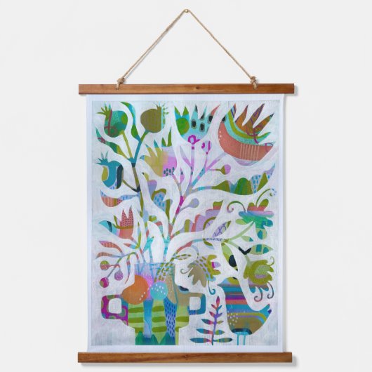 Abstract stilleven met vogels hangend wandkleed (Voorkant)